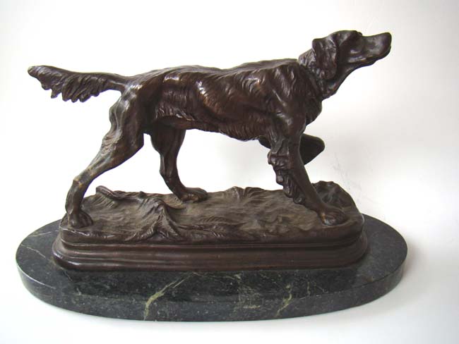 A fine French bronze sculpture of a dog pointing by Jules Moigniez (1835-1894) — image 2